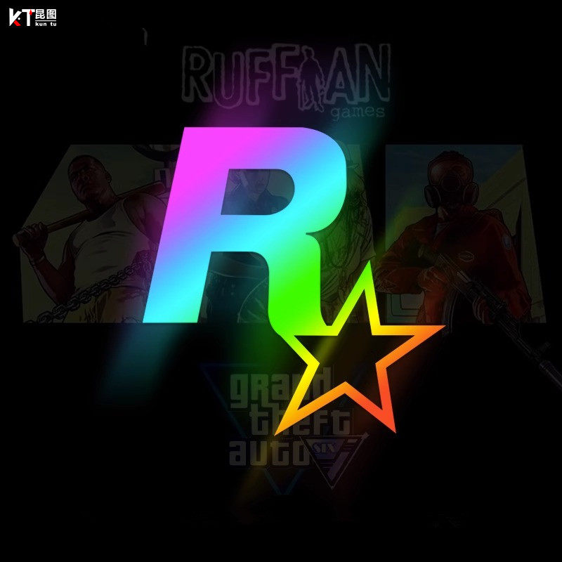 汽车贴纸GTA飞车5R星贴纸个性游戏车贴油箱盖贴画划痕遮盖反光贴