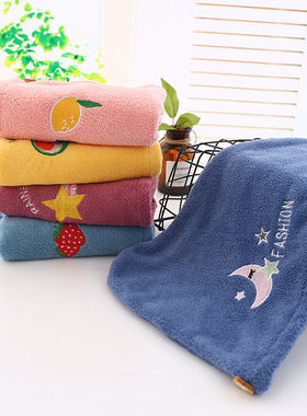 干发帽加厚吸水珊瑚绒洗头干发巾卡通刺绣擦头毛巾浴帽包头毛巾