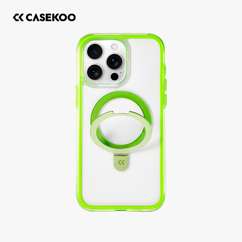 CASEKOO 适用苹果14Pro手机壳iPhone15ProMax新款15带支架14透明防摔保护套磁吸ip高级感