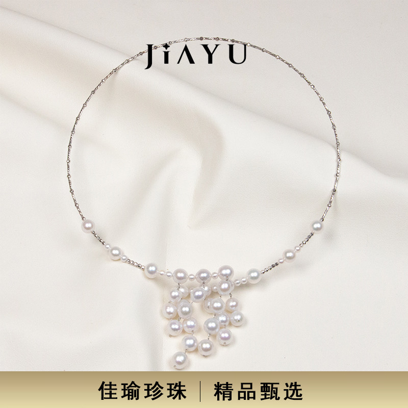 JIAYU PEARL/天然淡水真珍珠原创流苏间隔款式项圈