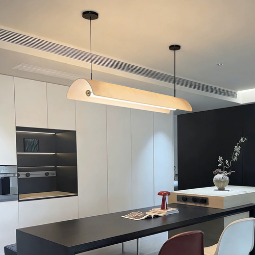 日式侘寂风餐厅设计师吧台长吊灯