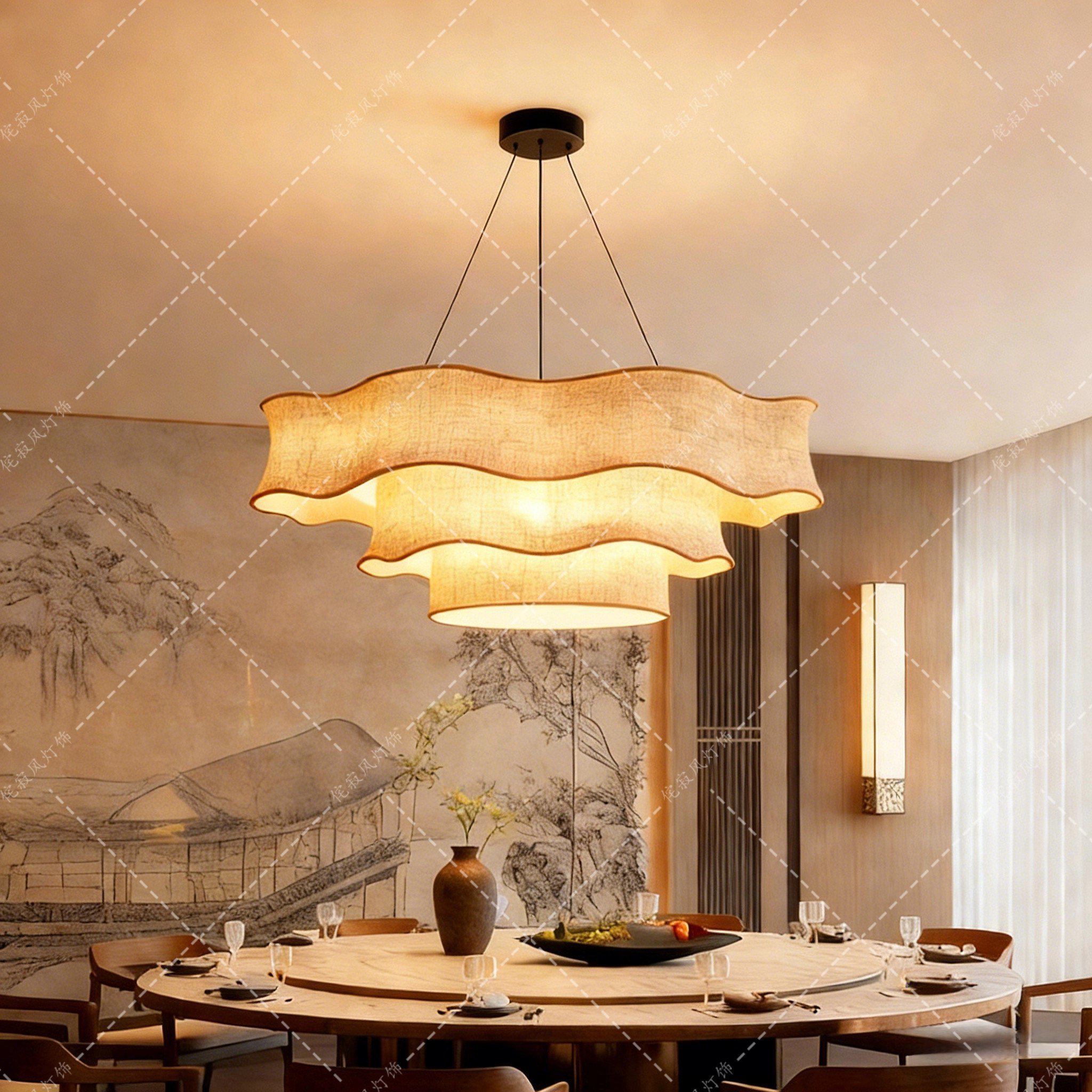 宋式美学餐厅吊灯中式客厅主灯复古禅意酒店餐饮包厢餐桌吧台灯具