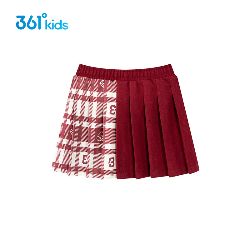 【商场同款】361童装女童半身裙2026冬季新款大童防走光百褶裙