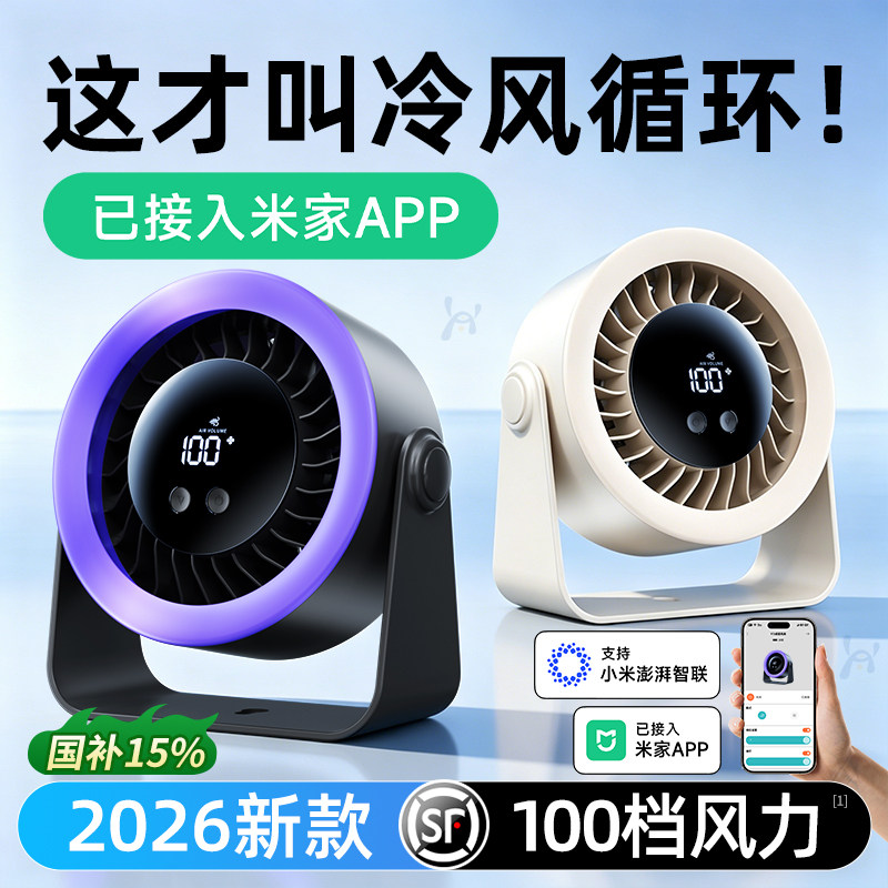【年度新品】2026新款桌面风扇小型静音办公室桌面小风扇家用usb充电长续航电风扇学生宿舍厨房夏天降温神器