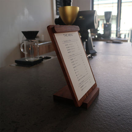北美黑胡桃木桌面展示牌咖啡店餐厅实木立式菜单夹A4奶茶店菜单牌