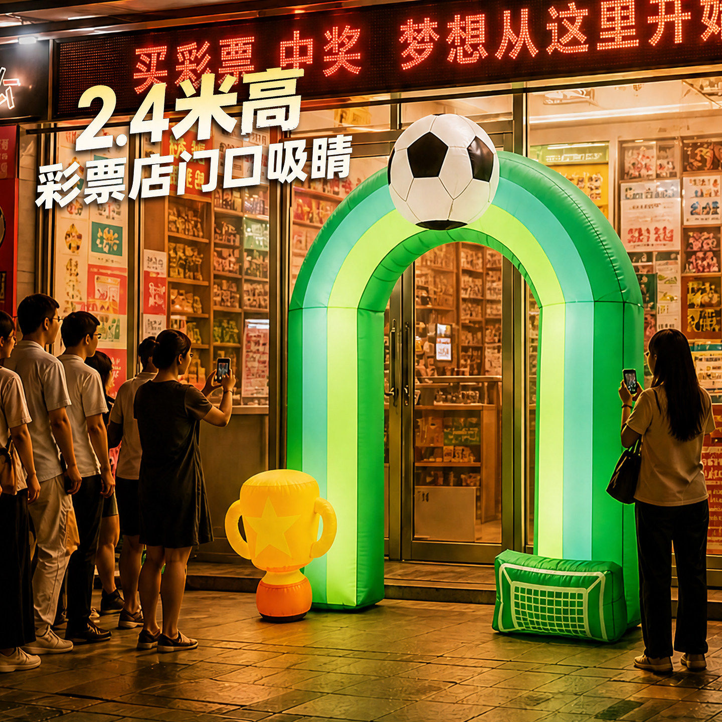 2026世界杯发光充气气球卡通人偶服酒吧场景布置装饰道具足球气模