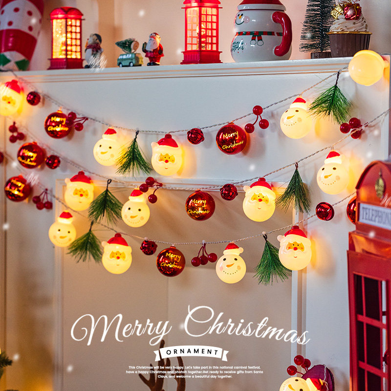 圣诞节装饰发光圣诞老人雪人灯串