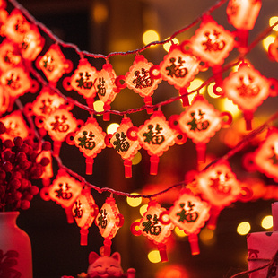 新年户外装饰灯带LED福袋中国结小彩灯氛围灯春节过年闪灯串灯饰