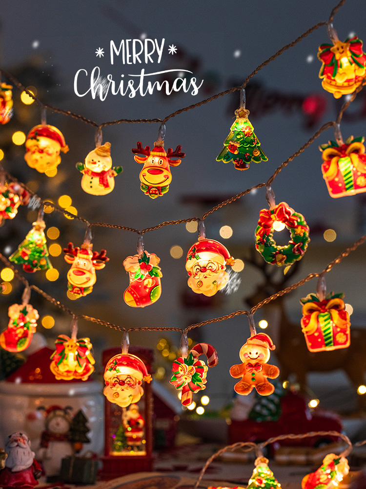 圣诞节户外装饰灯圣诞树老人亚克力灯串节日灯带氛围灯彩灯小串灯