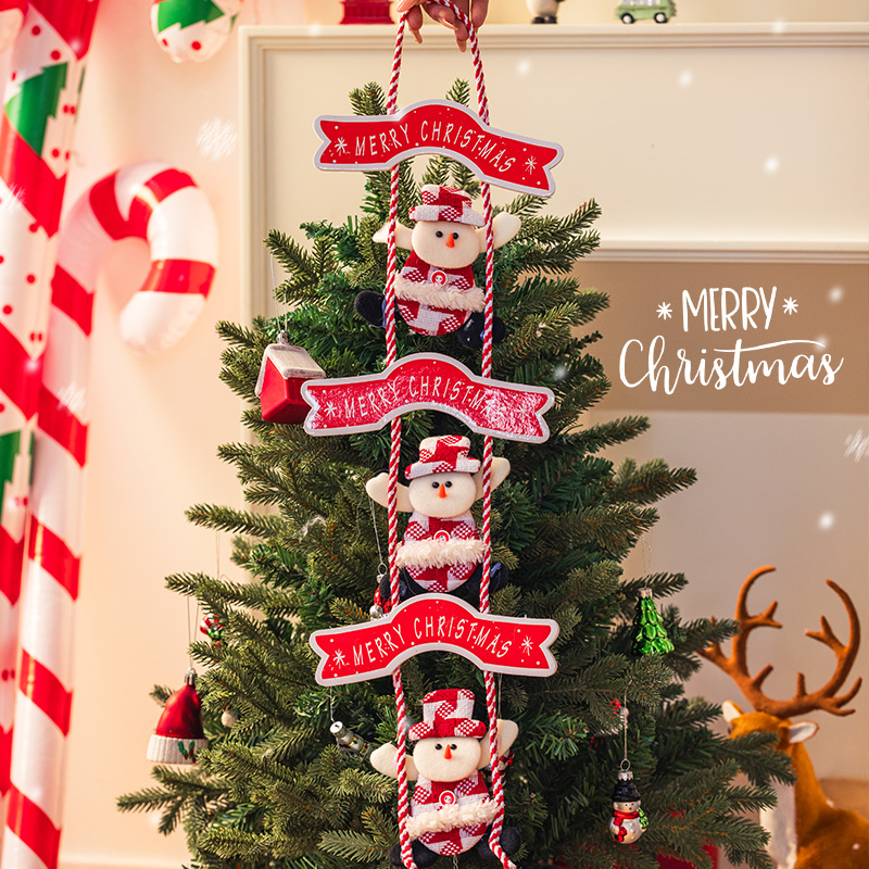 圣诞节爬梯圣诞老人雪人挂牌