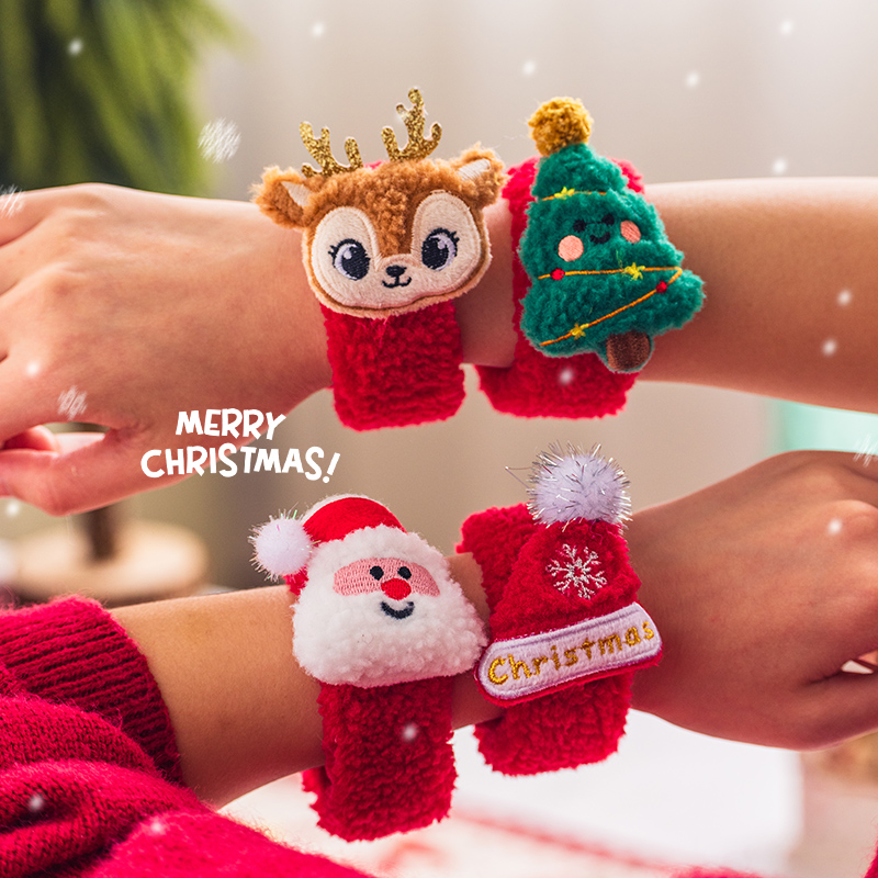 圣诞节礼物绒圣诞老人啪啪圈手环
