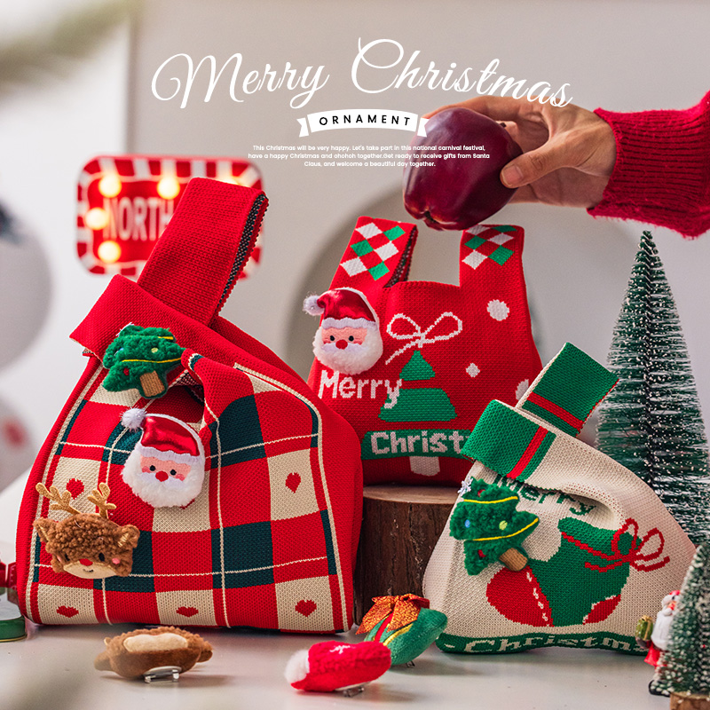 圣诞节装饰儿童圣诞树老人苹果袋