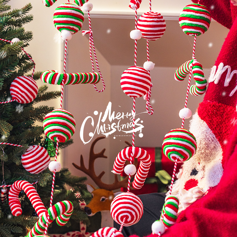 圣诞场景布置挂饰糖果拐杖糖拉旗