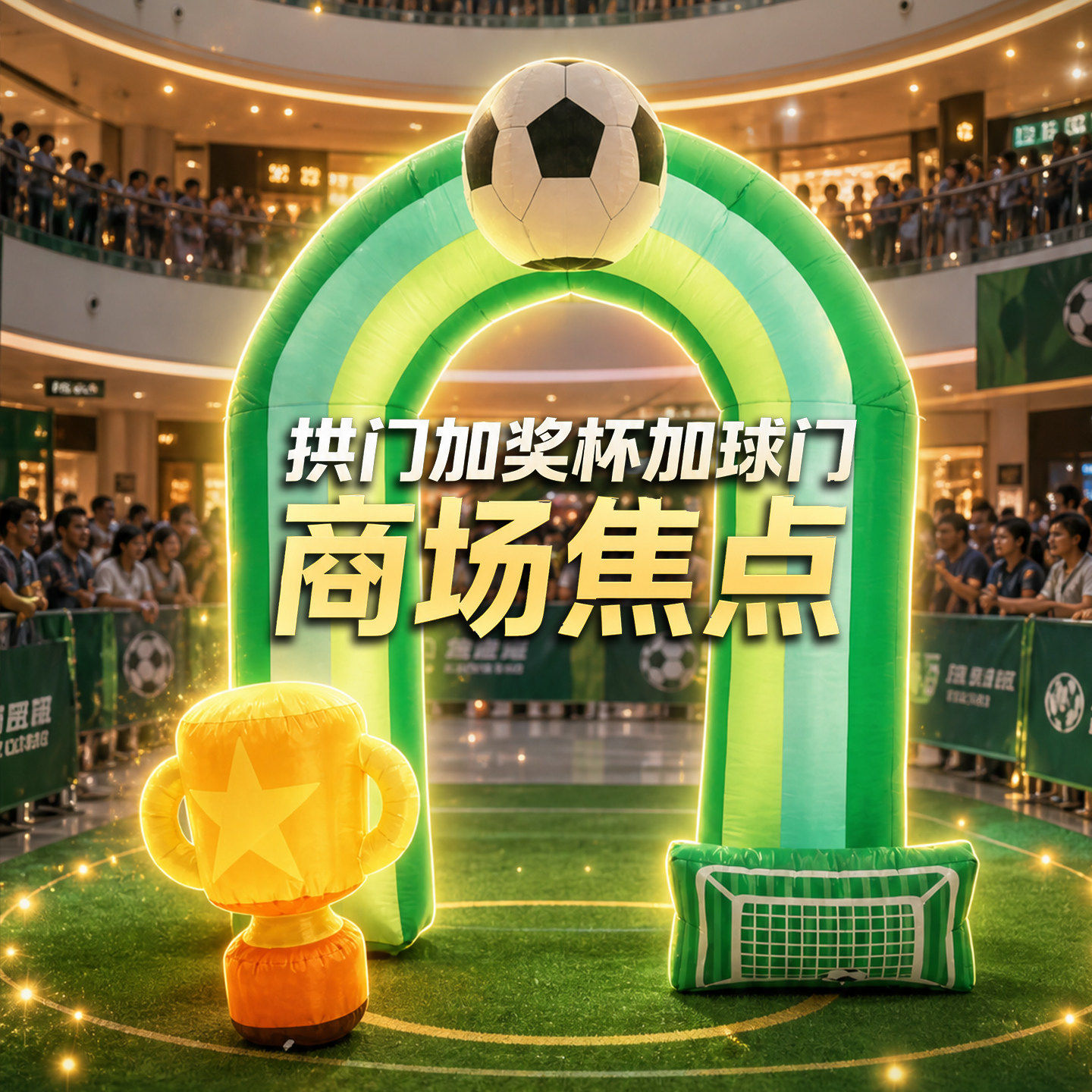 商城酒吧世界杯主题装饰气球场景布置道具充气人偶服足球拱门气模
