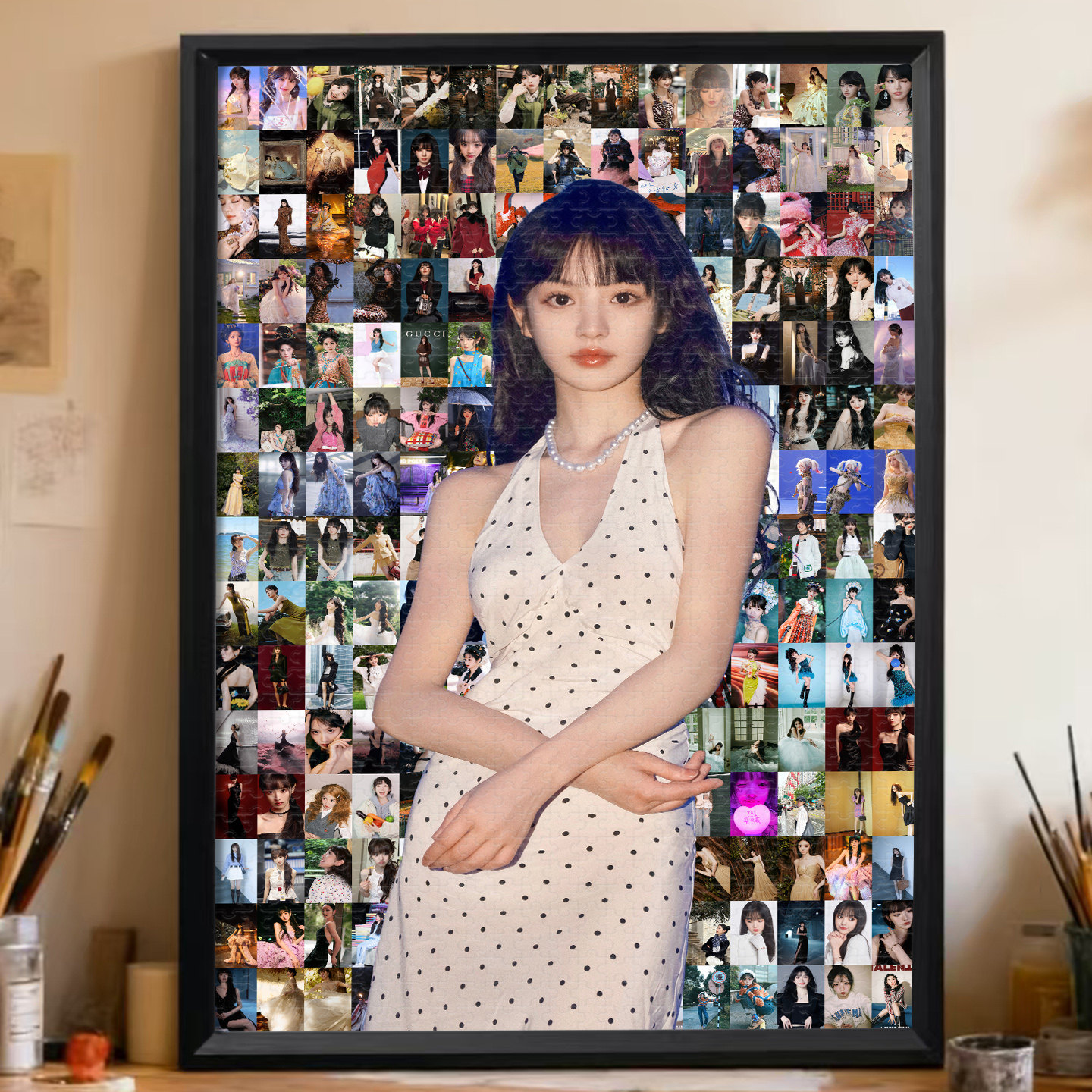 田曦薇马赛克木质拼图1000片照片定制520送女朋友生日礼物装饰画
