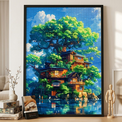 宫崎骏的夏天木质拼图1000片带相框成人高级感治愈系积木装饰玩具