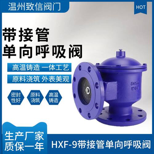 带接管单向呼吸阀 HXF-9 铸钢不锈钢 带接管法兰单向呼吸阀 DN