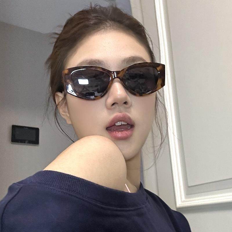 启明2025复古豹纹宽边大框猫眼墨镜女方圆脸显瘦高级网感欧美风太