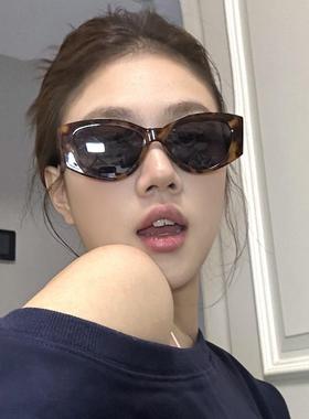 启明2025复古豹纹宽边大框猫眼墨镜女方圆脸显瘦高级网感欧美风太