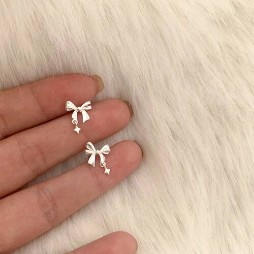蝴蝶结星星耳钉女生百搭养耳洞星芒耳环小众独特设计高级感耳饰