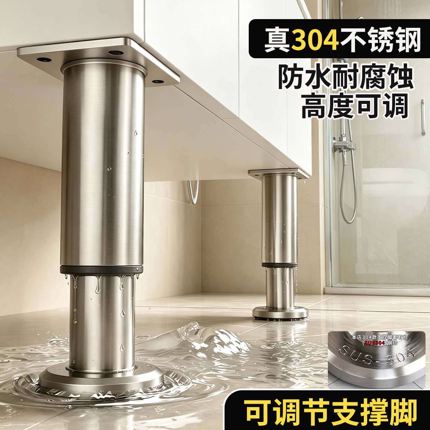 304不锈钢家具支撑脚免打孔支架图片