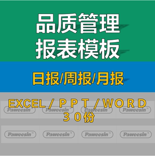 品质管理报表日报周报月报模板报告统计表质量范本分析样本检验