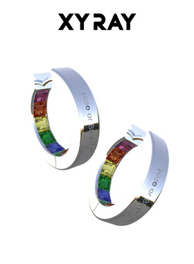 XYRAY耳环圈圈彩虹耳环女2025新款爆款春夏高级感耳钉气质耳饰