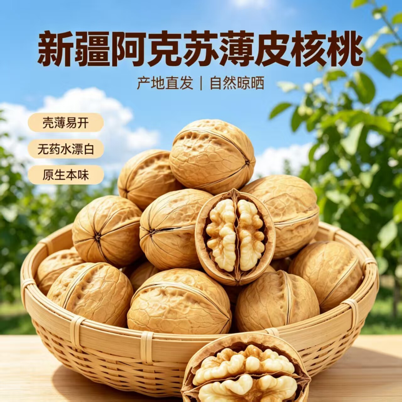 新疆纸皮核桃 阿克苏薄皮核桃 2026新疆新核桃 阿克苏核桃 核桃