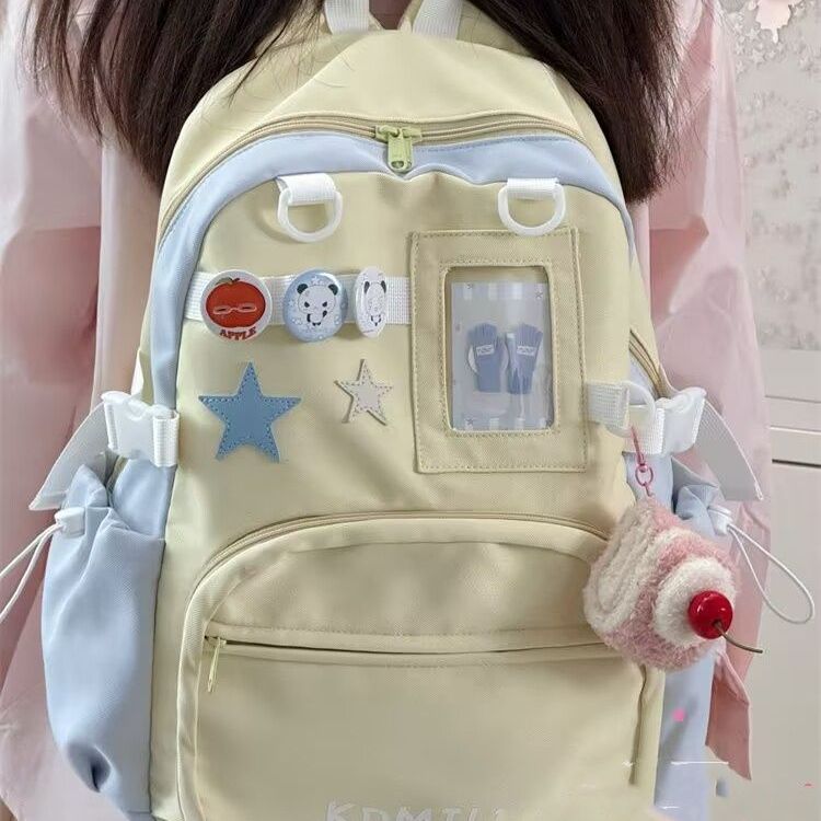 二次元书包学生日系大容量百搭双肩包透明吧唧可拆卸痛包背包