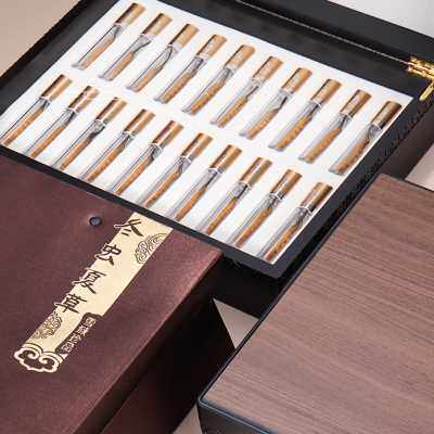 浮雕虫草礼盒包装盒子高档20支管10根冬虫夏草礼品盒空盒实木定制