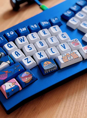 百鸟朝凤 / 蓝色呆萌机械键盘个性创意键帽PBT五面KCA原厂XDA定制