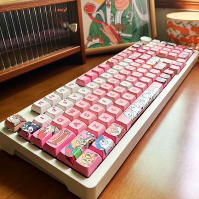 狗且偷生 / 可爱粉色机械键盘个性创意键帽PBT五面KCA原厂XDA定制