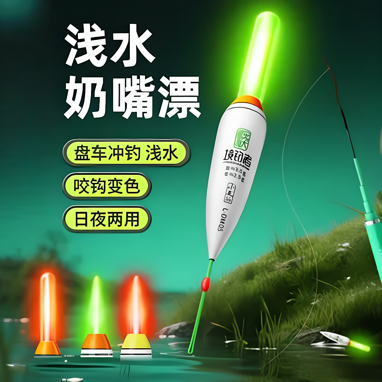 日夜两用超小电子夜光豆豆漂超亮溪流钓电子七星漂浅水夜光小短漂