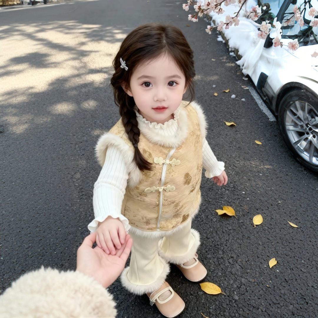 女童冬装中国风夹棉马甲新中式洋气衣服女宝宝周岁礼服唐装拜年服,童装/婴儿装/亲子装,旗袍,淘宝优惠券,粉丝福利购,淘宝优惠卷
