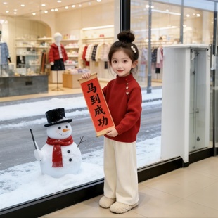 女童毛衣内搭冬季2025新款儿童半高领针织打底衫女大童加厚毛线衣