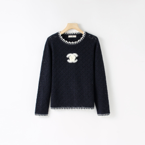 艾薇25新款蕾丝镂空长袖针织衫