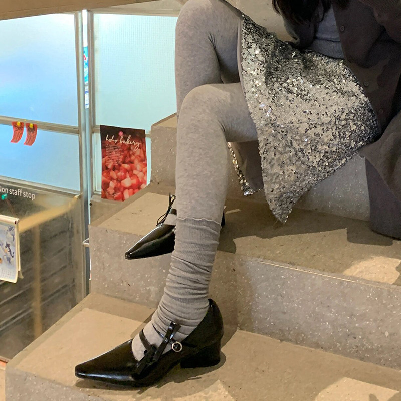 黑色尖头高跟鞋女粗跟浅口单鞋2025秋季新款法式厚底玛丽珍小皮鞋,女鞋,玛丽珍鞋,淘宝优惠券,粉丝福利购,淘宝优惠卷