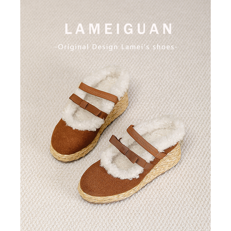 巨好看的明星同款编织毛毛鞋外穿