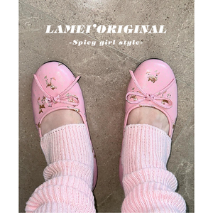 小众韩版小鹿印花圆头芭蕾鞋女夏