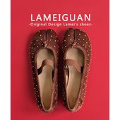 波点铆钉松紧带分趾玛丽珍鞋 女2026春季 新款 法式 棕色浅口平底单鞋