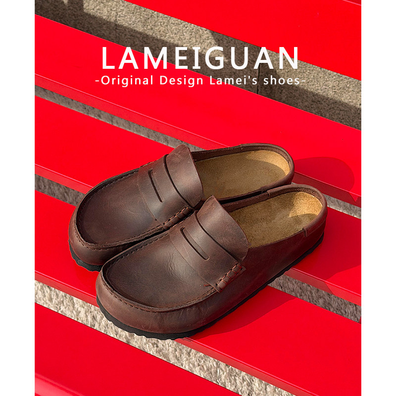 2026春夏新款男女大码同款复古厚底勃肯鞋女外穿厚底一脚蹬包头拖