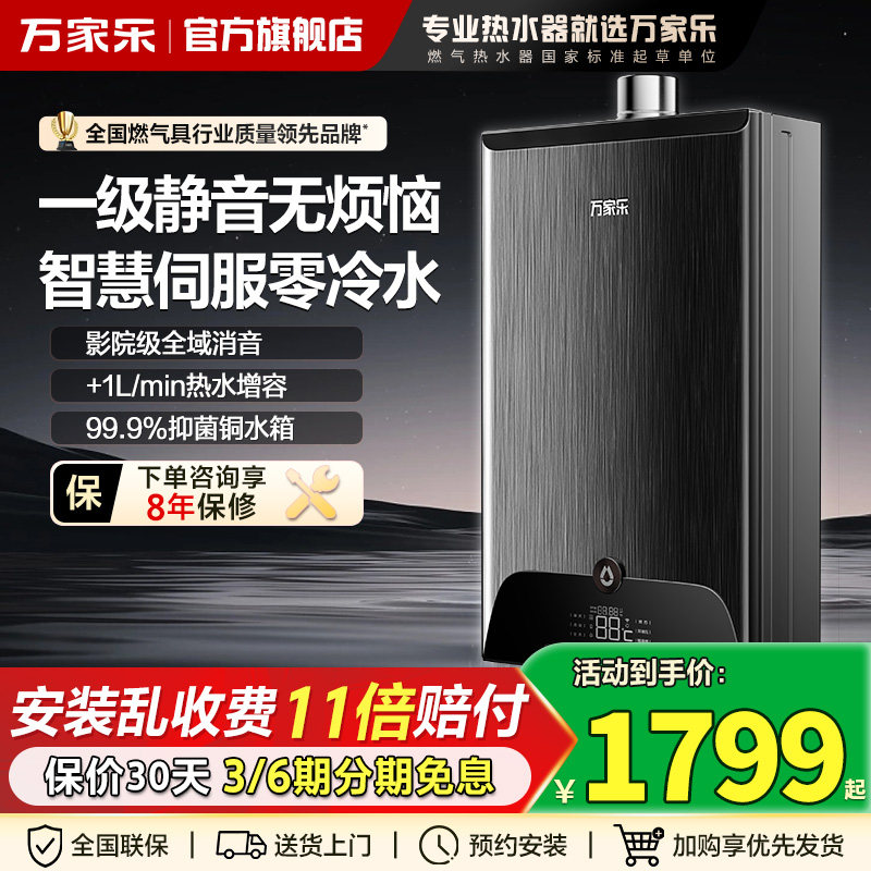万家乐燃气热水器RL10一级静音零冷水家用防冻16/18升