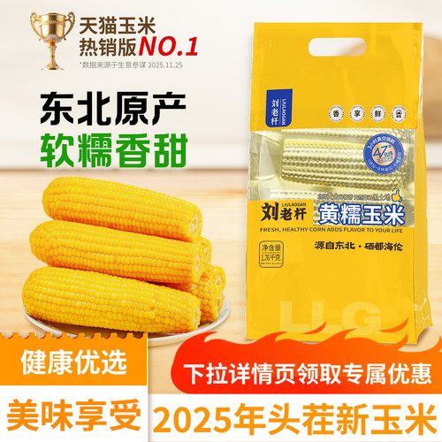 2025东北黄糯玉米棒新鲜软糯香甜代餐粘黏苞米铝箔真空装包装早餐