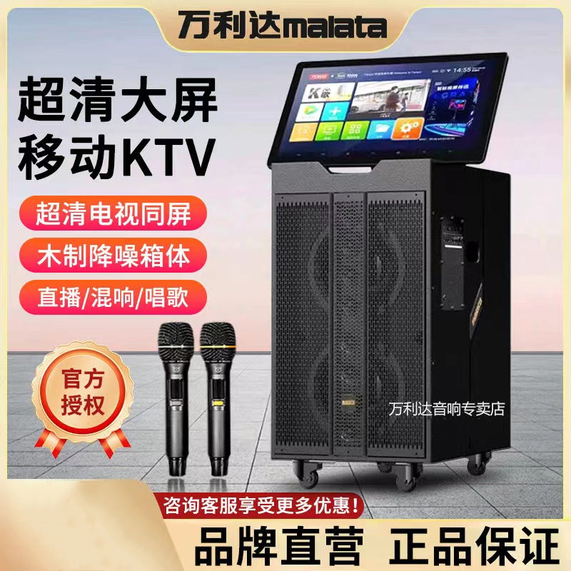 万利达歌王户外视频音响便携式家用K歌广场舞移动带屏幕9852音箱