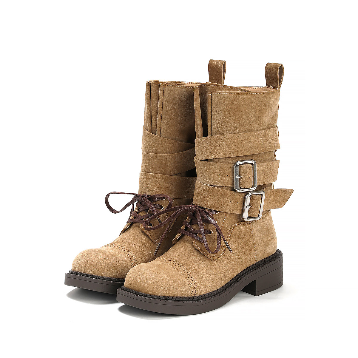 【金夫人】7143-7冬季新款系皮带靴时尚百搭休闲机车靴,女鞋,骑士靴,淘宝优惠券,粉丝福利购,淘宝优惠卷