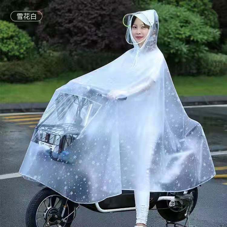 电动车雨衣长款女单人双人摩托车骑行连体雨衣加厚双帽檐雨披雨具
