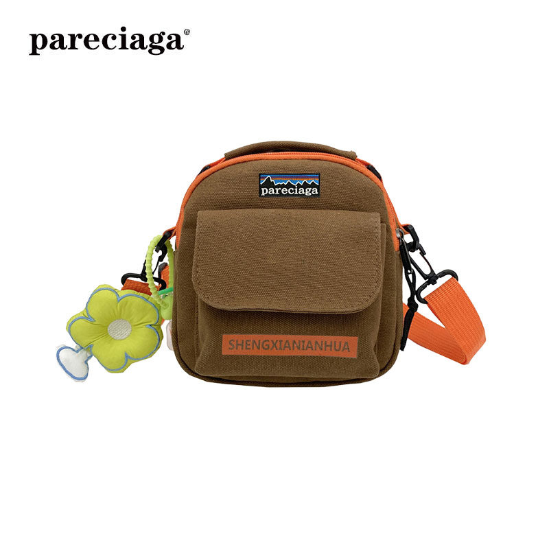 巴塔正品pareciaga街头撞色时尚休闲小清新小包包帆布单肩斜挎包