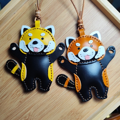 手工皮具挂件真皮包挂件高级感小熊猫