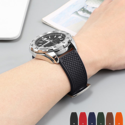 登山运动表链防水防尘氟橡胶表带