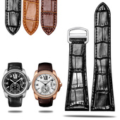 适用卡地亚坦克表带男真皮原款 卡历博伦敦solo牛皮手表链23 25mm